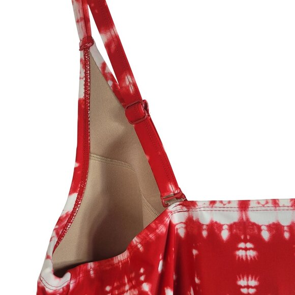 Cacique Swim Tankini Red White 40DD Adjustable Strap Underwire Bra Top Tie Dye - Picture 3 of 11